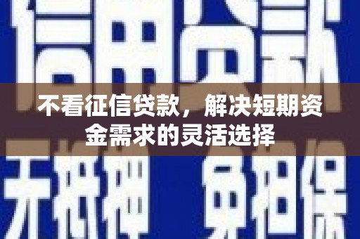 邢台不看征信贷款，解决短期资金需求的灵活选择