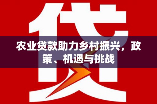 邢台农业贷款助力乡村振兴，政策、机遇与挑战