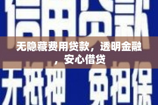 邢台无隐藏费用贷款，透明金融，安心借贷
