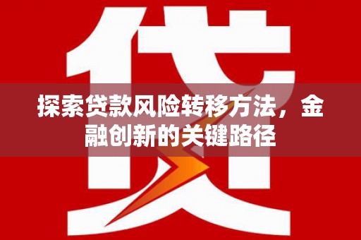 邢台探索贷款风险转移方法，金融创新的关键路径