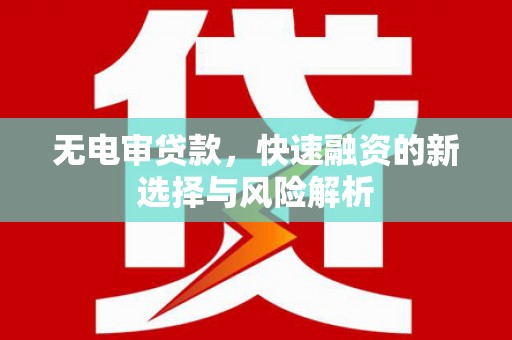 邢台无电审贷款，快速融资的新选择与风险解析
