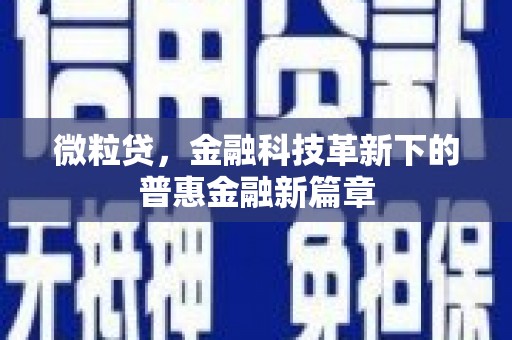 邢台微粒贷，金融科技革新下的普惠金融新篇章